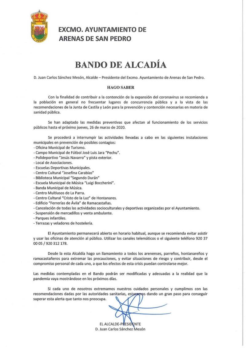 ? BANDO DE ALCALDÍA CON LAS RECOMENDACIONES Y MEDIDAS ANTE LA EPIDEMIA DEL CORONAVIRUS ?