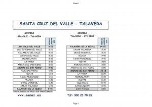 ? HORARIO DE AUTOBUSES A PARTIR DEL 14 DE SEPTIEMBRE DE 2020 ? 3 S.CRUZ ARENAS TALAVERA Web del Ayuntamiento de Arenas de San Pedro