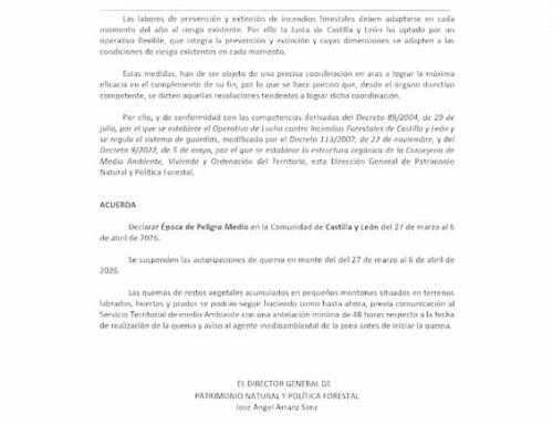 Época de peligro medio de incendios forestales del 27 de marzo al 6 de abril de 2026