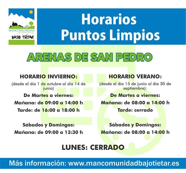 Horario punto limpio Arenas de San Pedro