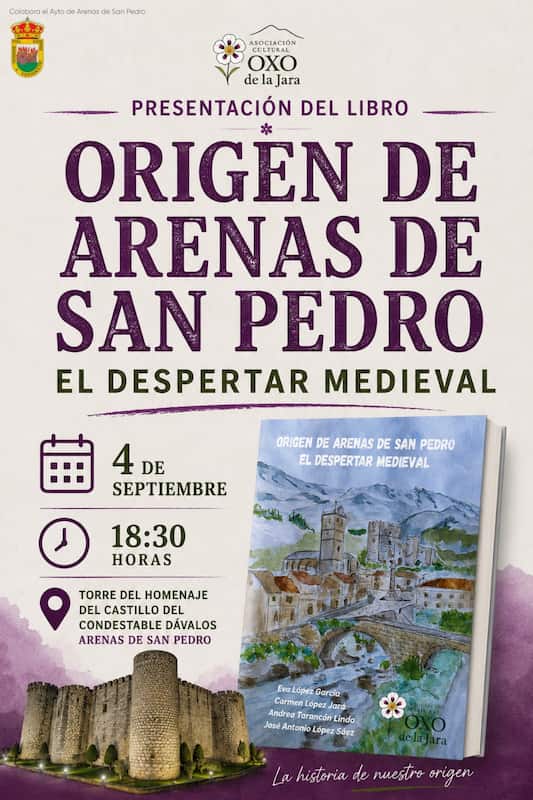 Presentación del libro Origen de Arenas de San Pedro. El despertar medieval, 2 Cartel Web del Ayuntamiento de Arenas de San Pedro