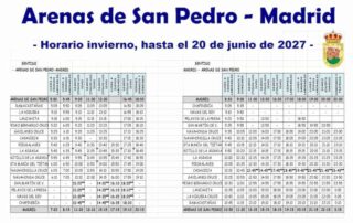 HORARIO ARENAS INVIERNO 2026 2027 Web del Ayuntamiento de Arenas de San Pedro
